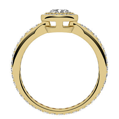 Simple Flat Round Solitaire halo Full diamond band