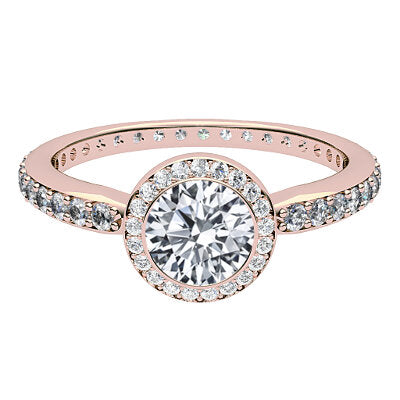 Simple Flat Round Solitaire halo Full diamond band