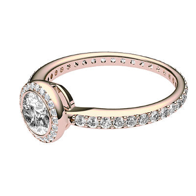 Simple Flat Round Solitaire halo Full diamond band