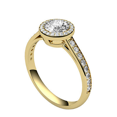 Trionfo Round Solitaire halo Half diamond band