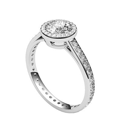 Trionfo Round Solitaire halo Full diamond band