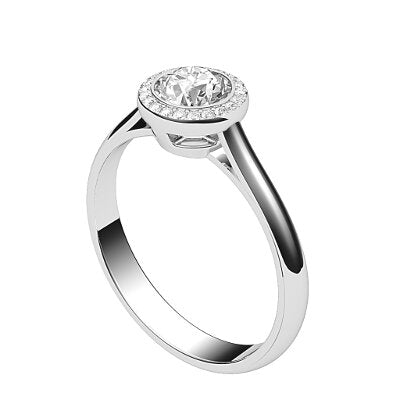 Vittoria Round Solitaire halo Classic band
