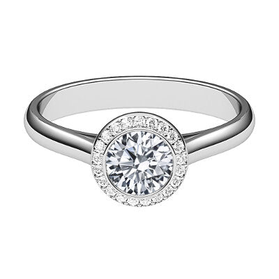 Vittoria Round Solitaire halo Classic band
