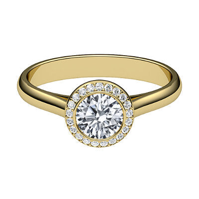 Vittoria Round Solitaire halo Classic band