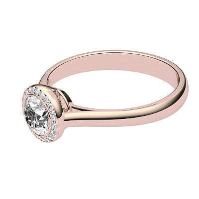 Vittoria Round Solitaire halo Classic band