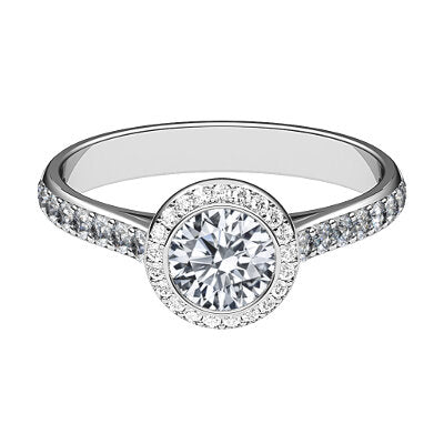 Vittoria Round Solitaire halo Half diamond band