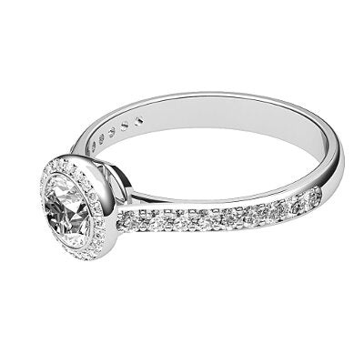 Vittoria Round Solitaire halo Half diamond band