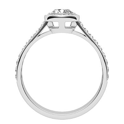 Vittoria Round Solitaire halo Half diamond band