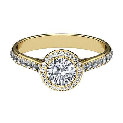 Vittoria Round Solitaire halo Half diamond band
