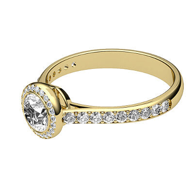 Vittoria Round Solitaire halo Half diamond band