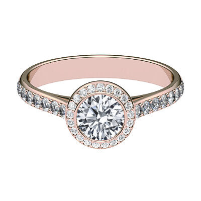 Vittoria Round Solitaire halo Half diamond band