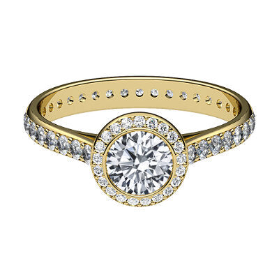 Vittoria Round Solitaire halo Full diamond band
