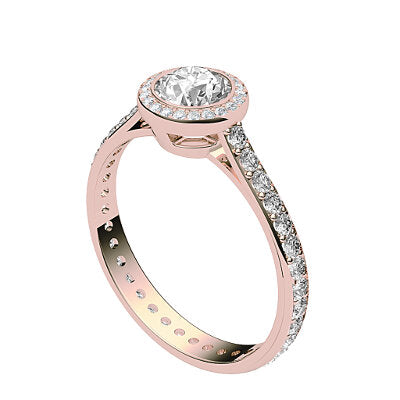 Vittoria Round Solitaire halo Full diamond band
