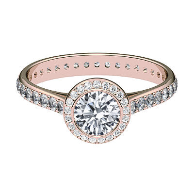 Vittoria Round Solitaire halo Full diamond band