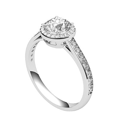 Trionfo Round Solitaire halo Half diamond band 4 Prongs