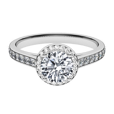 Trionfo Round Solitaire halo Half diamond band 4 Prongs