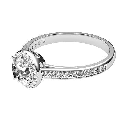 Trionfo Round Solitaire halo Half diamond band 4 Prongs