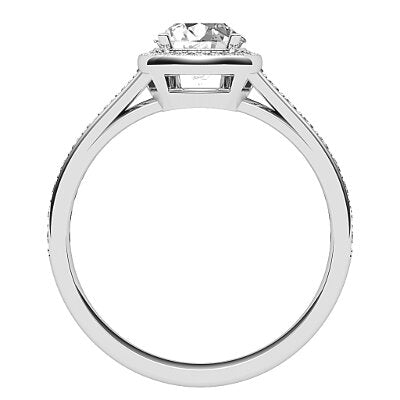 Trionfo Round Solitaire halo Half diamond band 4 Prongs