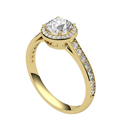 Trionfo Round Solitaire halo Half diamond band 4 Prongs