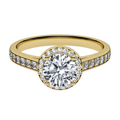 Trionfo Round Solitaire halo Half diamond band 4 Prongs