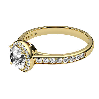 Trionfo Round Solitaire halo Half diamond band 4 Prongs