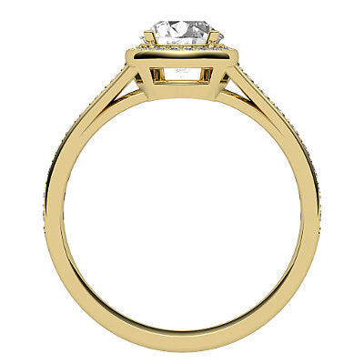 Trionfo Round Solitaire halo Half diamond band 4 Prongs