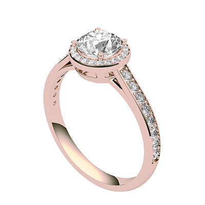 Trionfo Round Solitaire halo Half diamond band 4 Prongs