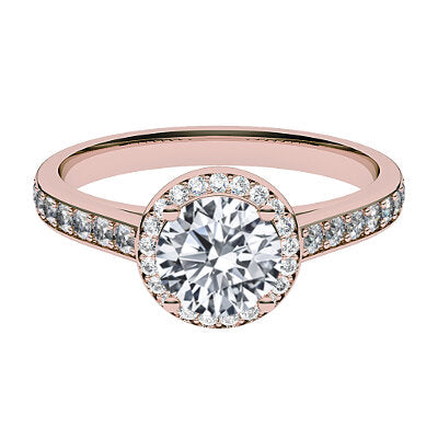 Trionfo Round Solitaire halo Half diamond band 4 Prongs