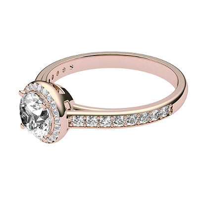 Trionfo Round Solitaire halo Half diamond band 4 Prongs