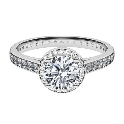 Trionfo Round Solitaire halo Full diamond band 4 Prongs