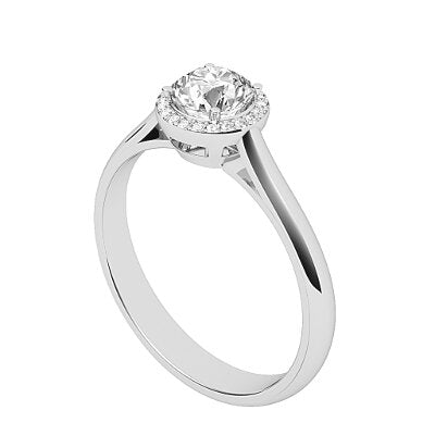Vittoria Round Solitaire halo Classic band 4 Prongs