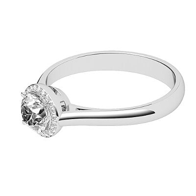 Vittoria Round Solitaire halo Classic band 4 Prongs