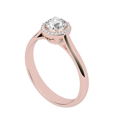 Vittoria Round Solitaire halo Classic band 4 Prongs