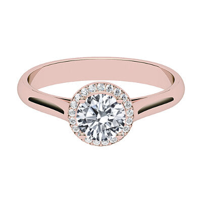 Vittoria Round Solitaire halo Classic band 4 Prongs