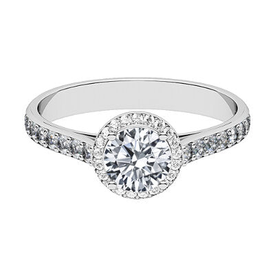 Vittoria Round Solitaire halo Half diamond band 4 Prongs