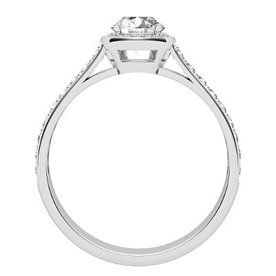 Vittoria Round Solitaire halo Half diamond band 4 Prongs