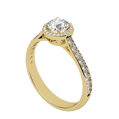 Vittoria Round Solitaire halo Half diamond band 4 Prongs