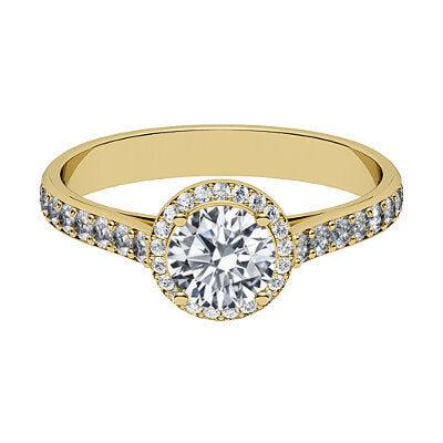Vittoria Round Solitaire halo Half diamond band 4 Prongs