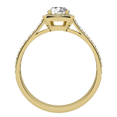 Vittoria Round Solitaire halo Half diamond band 4 Prongs