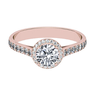 Vittoria Round Solitaire halo Half diamond band 4 Prongs