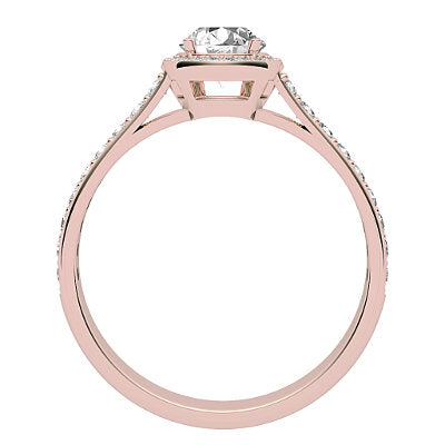 Vittoria Round Solitaire halo Half diamond band 4 Prongs