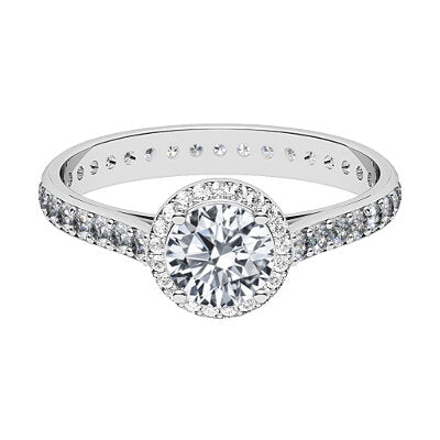 Vittoria Round Solitaire halo Full diamond band 4 Prongs