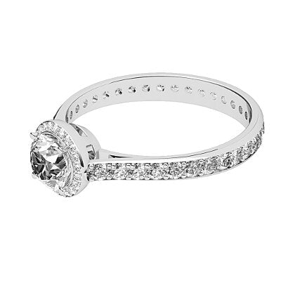 Vittoria Round Solitaire halo Full diamond band 4 Prongs