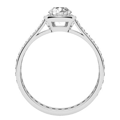 Vittoria Round Solitaire halo Full diamond band 4 Prongs