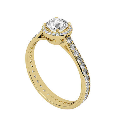 Vittoria Round Solitaire halo Full diamond band 4 Prongs