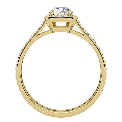 Vittoria Round Solitaire halo Full diamond band 4 Prongs