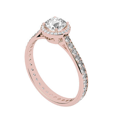 Vittoria Round Solitaire halo Full diamond band 4 Prongs