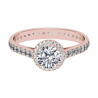 Vittoria Round Solitaire halo Full diamond band 4 Prongs
