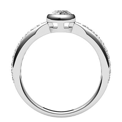 Simple Flat Pear Solitaire Half diamond band