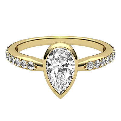 Simple Flat Pear Solitaire Half diamond band